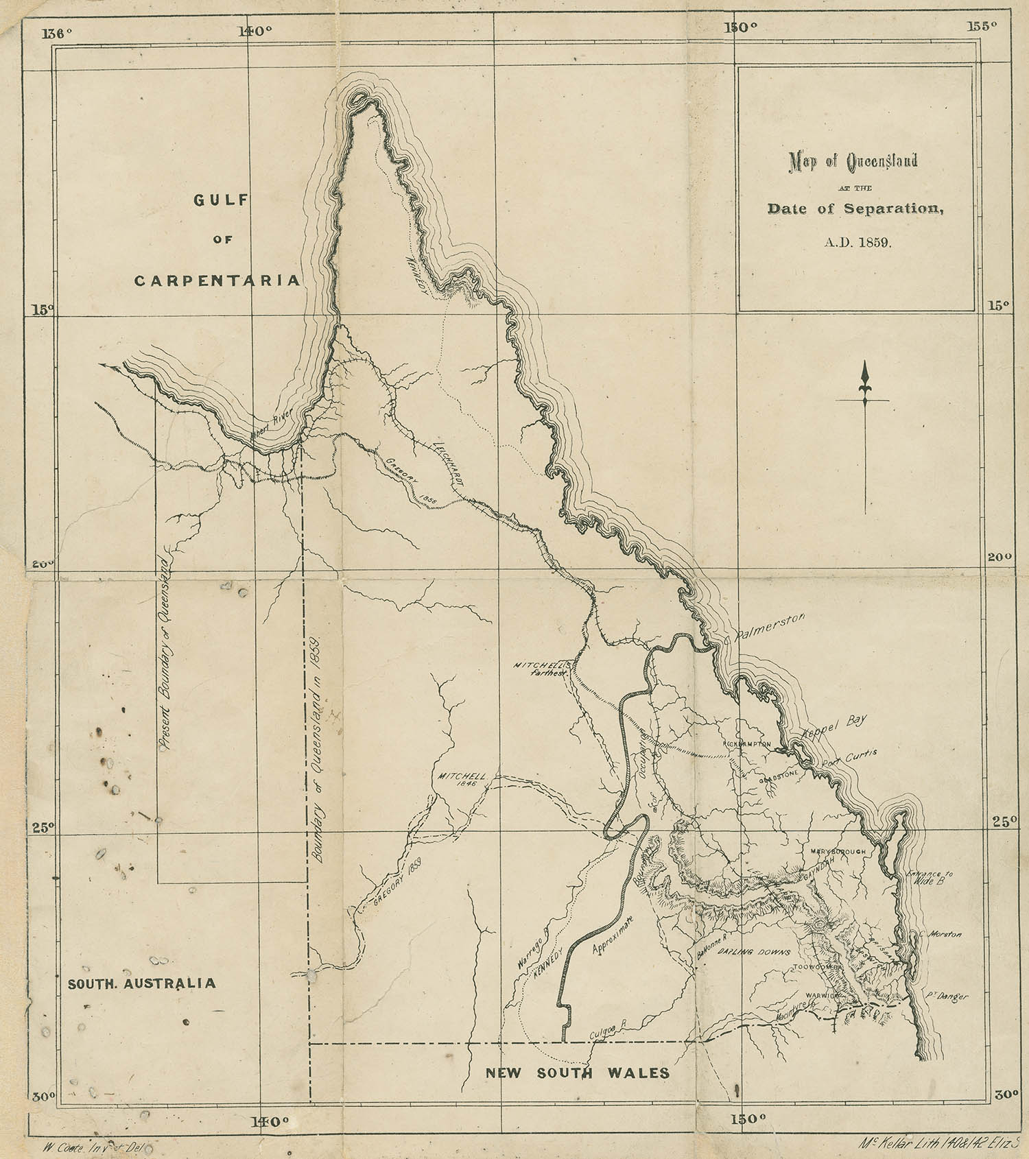 Map of Queensland, 1859.