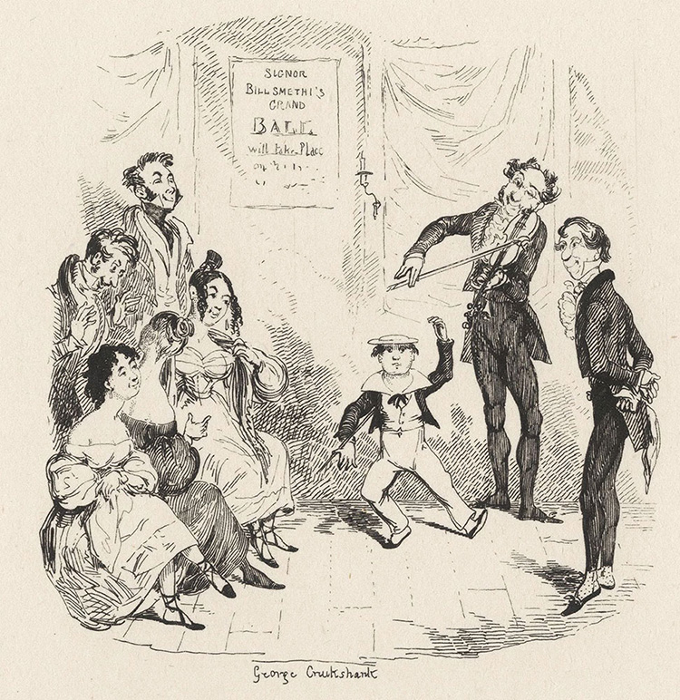 The Dancing Academy from Illustrations to Sketches by Boz, George Cruikshank, 1835-6.