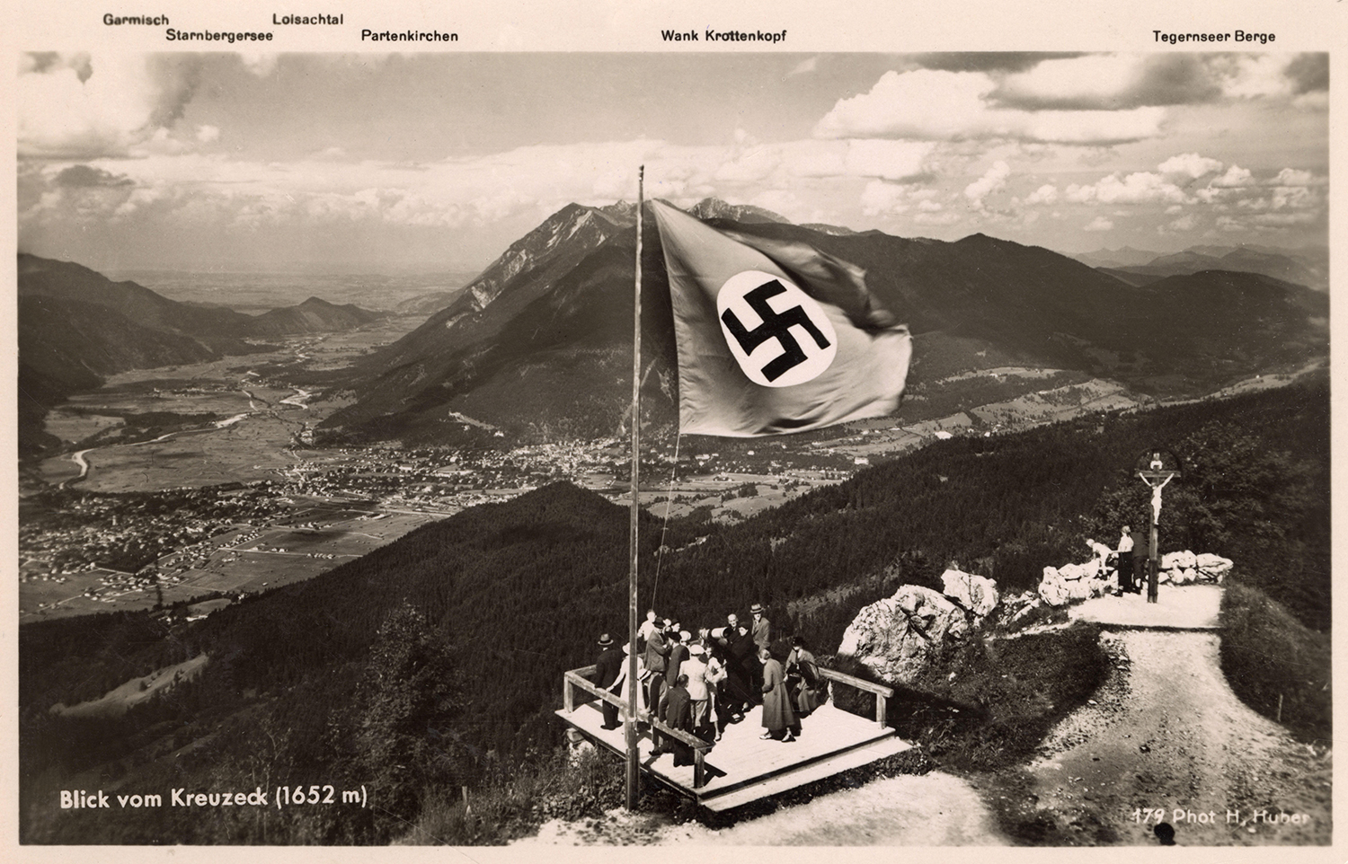 View from the Wetterstein mountain range in Bavaria, mid 1930s.