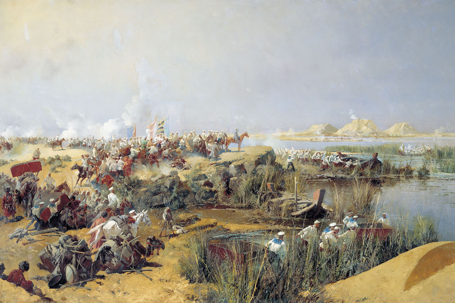 Russian Forces Crossing the Amu Darya River, Khiva Campaign, 1873, by Nikolay Karazin, 1889.