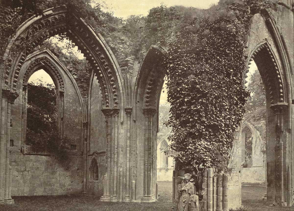 Glastonbury Abbey, photographed c. 1865. Cornell University Library.