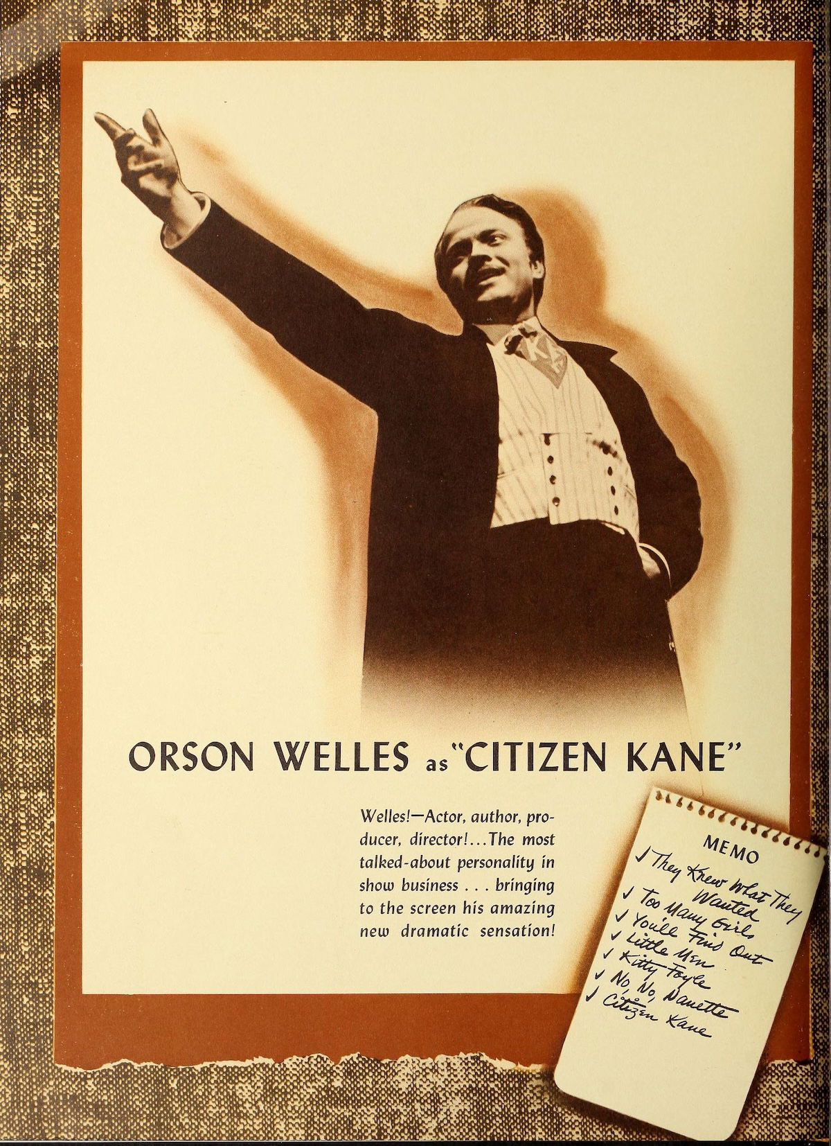 An advert for Citizen Kane in the Motion Picture Herald, Sep-Oct 1940. Library of Congress. Public Domain. An advert for Citizen Kane in the Motion Picture Herald, Sep-Oct 1940. Library of Congress. Public Domain.