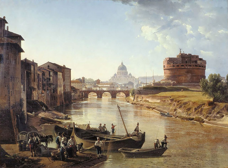 Rome, view of the Tiber river and the Castel Sant'Angelo, Sylvester Shchedrin, c.1823/25.