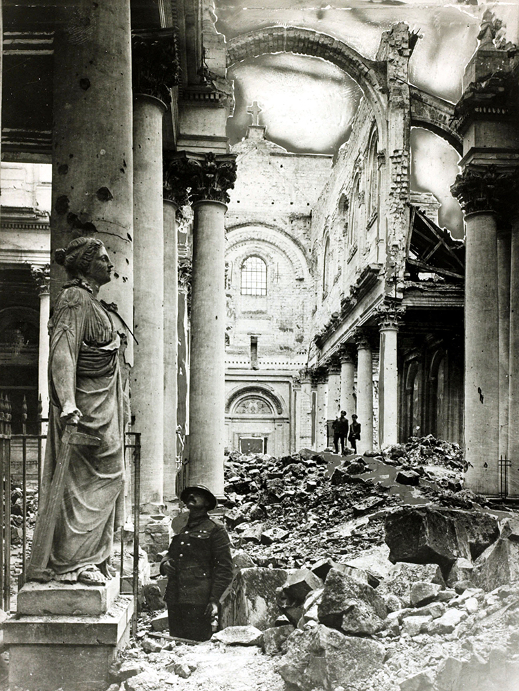 The ruins of Arras Cathedral following the German offensive of 1917. 