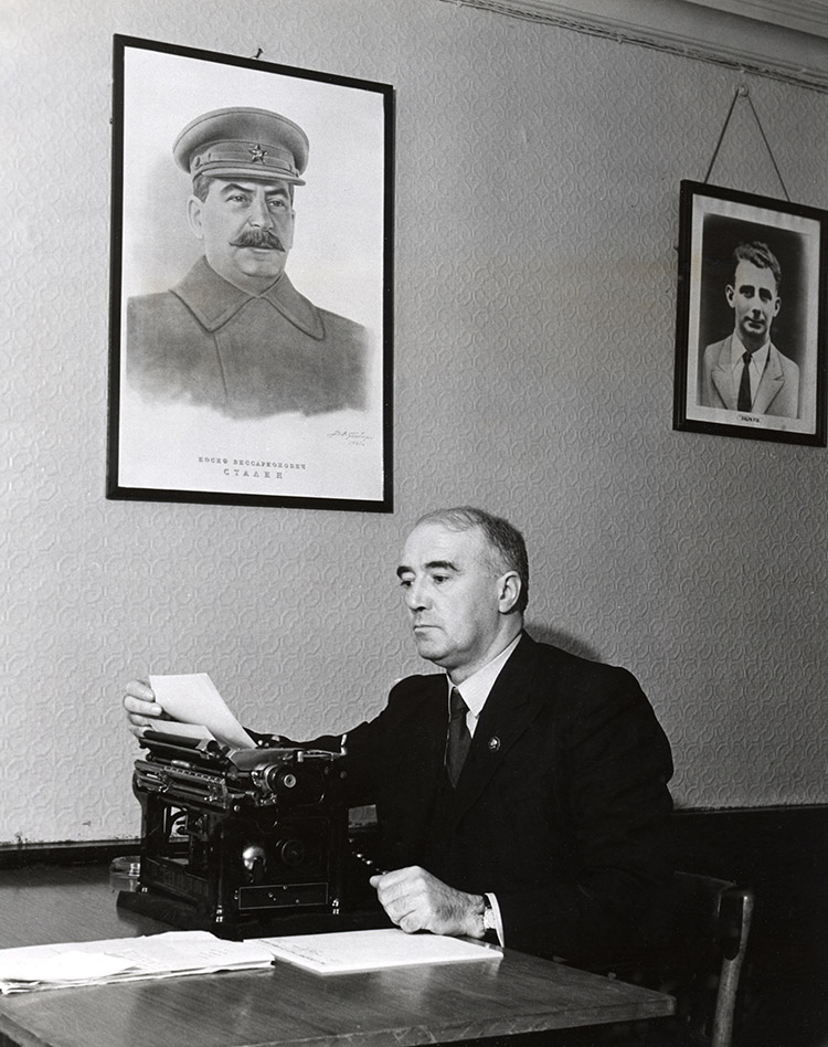 Harry Pollitt as General Secretary of the Communist Party of Great Britain in his London office, 1945.