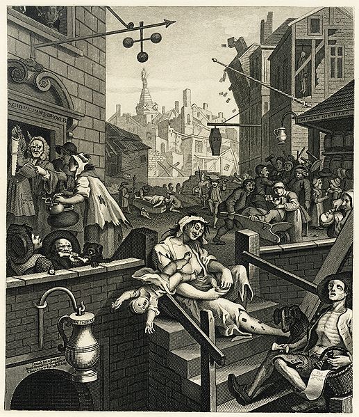 'The swinish multitude' in Hogarth's famous cartoon of the effect of cheap drink on the masses, 'Gin Lane'