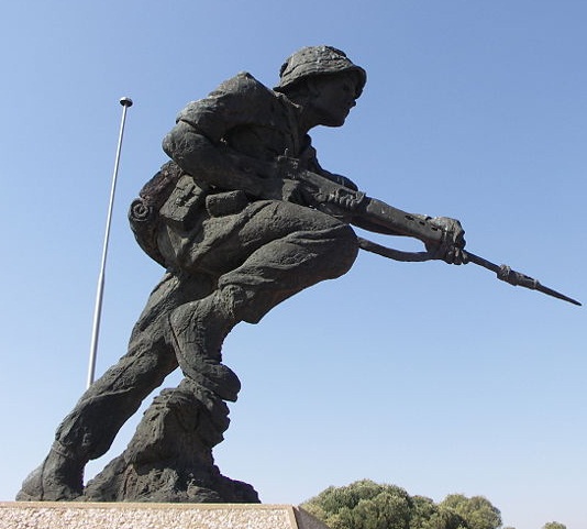 Statue of a uniformed soldier, part of the official memorial to the SADF at Fort Klapperkop