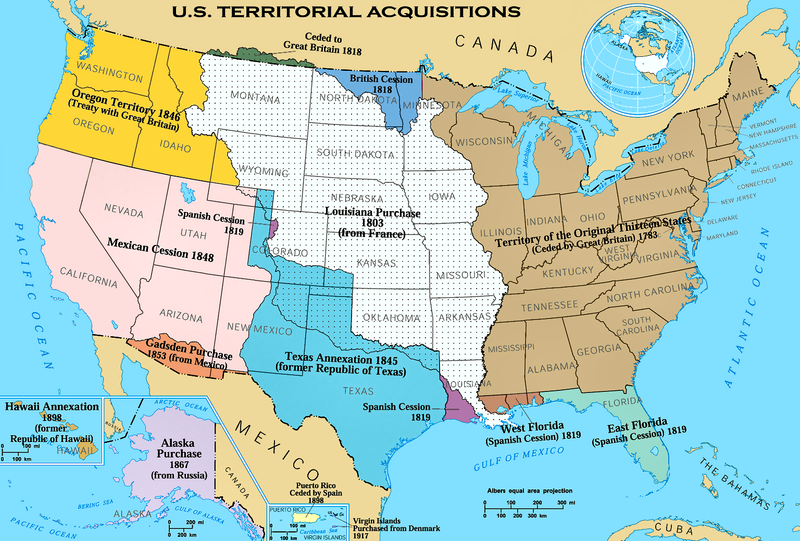 The Territorial acquisitions of the United States including the Gadsden Purchase