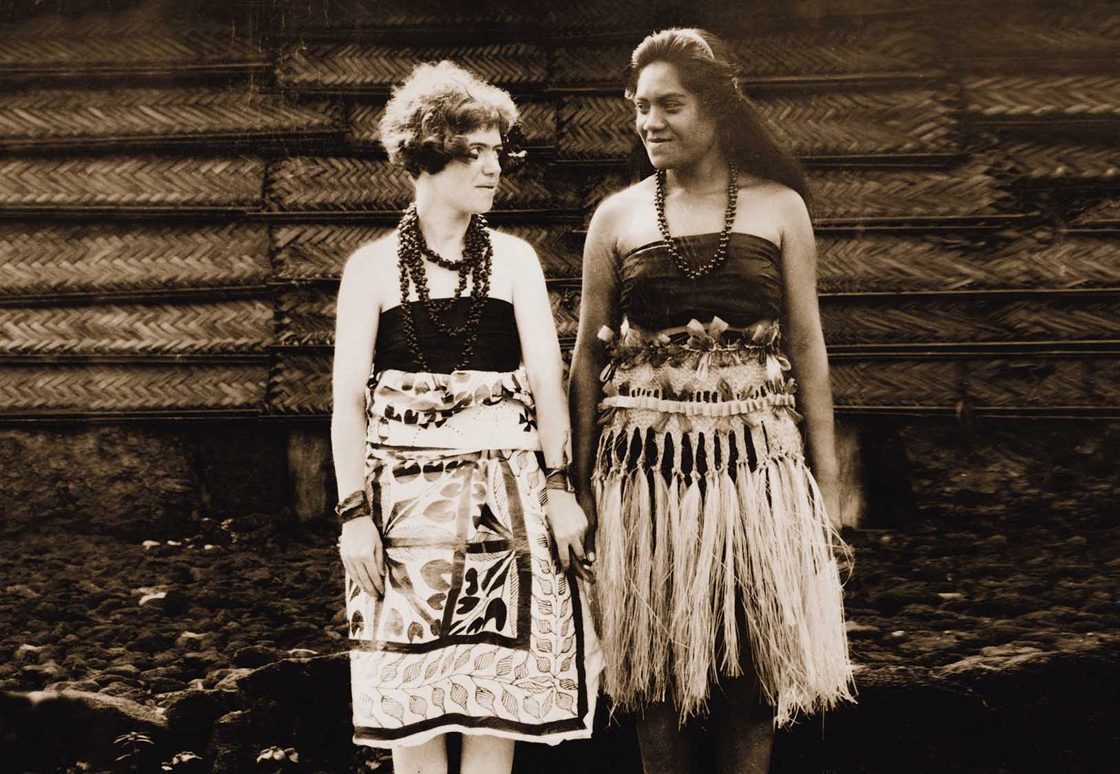 Dr. Margaret Mead in Samoan dress, with Fa'amotu.