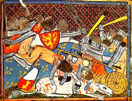 Illustration of the Battle of Courtrai from the 14th century