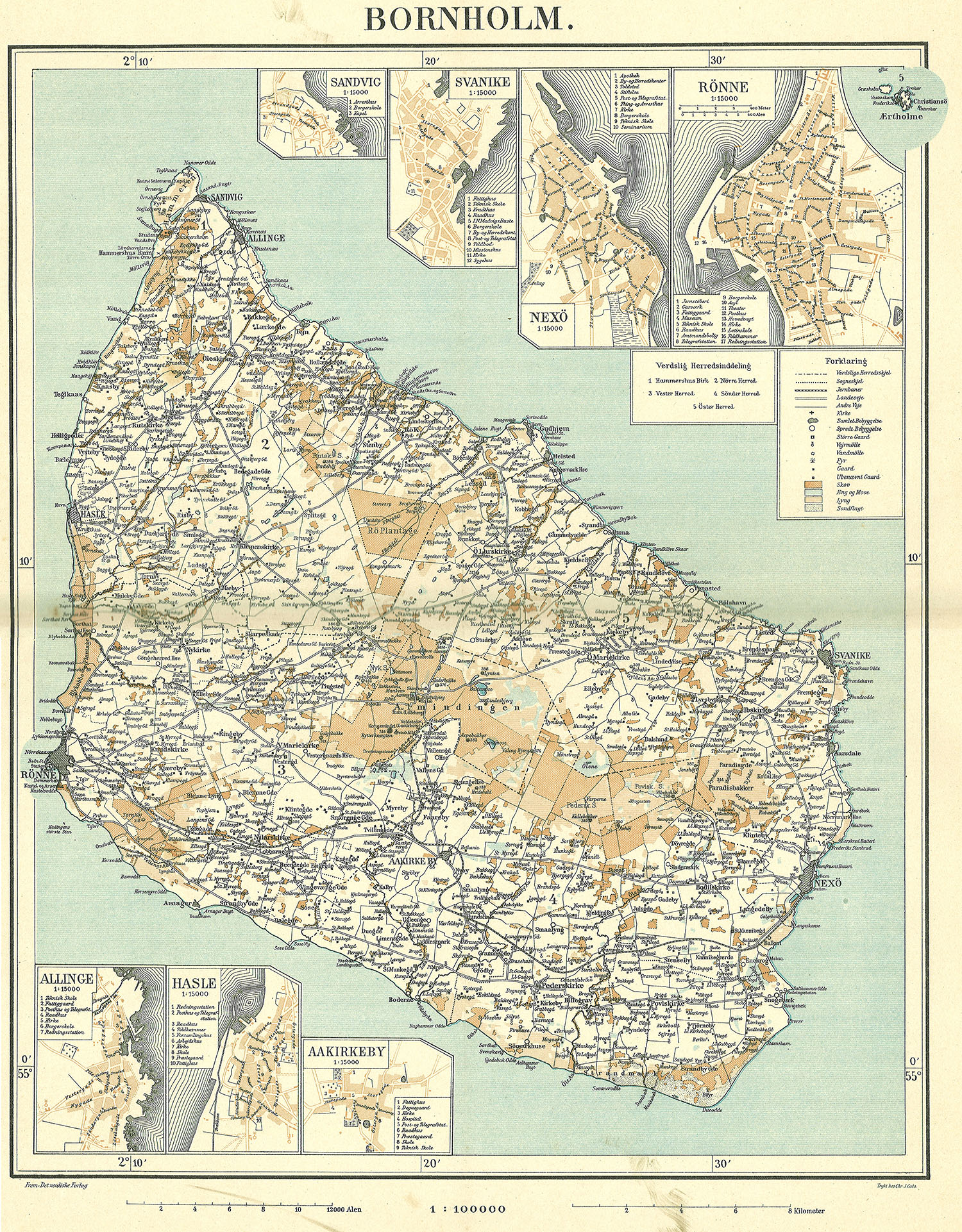 Map of Bornholm, 1900. 