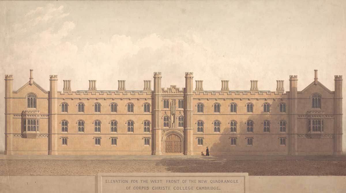 Elevation for the West Front of the New Quadrangle of Corpus Christi College, Cambridge, William Wilkins, c.1825. Yale Center for British Art.