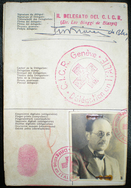 The Red Cross identitity document Adolf Eichmann used to enter Argentina under the fake name Ricardo Klement in 1950, issued by the Italian delegation of the Red Cross of Geneva.