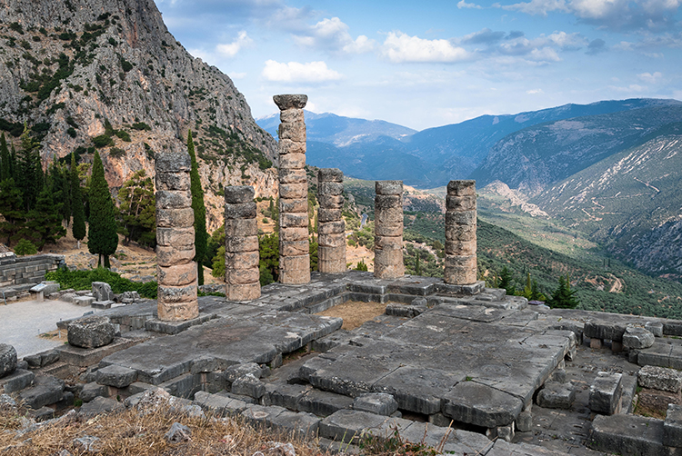 The Temple of Apollo at Delphi. Alamy
