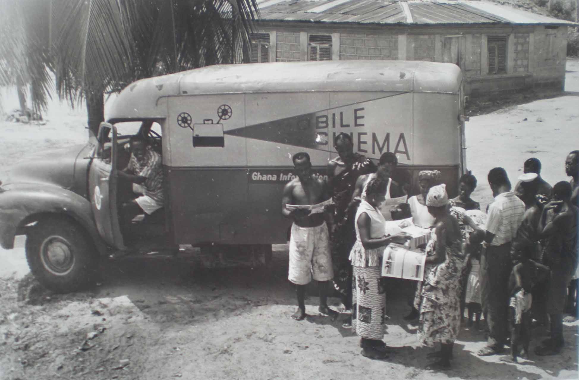 Mobile Cinema Van visits Ghana, 1950s. Information Service Department Photo Library, Ghana.