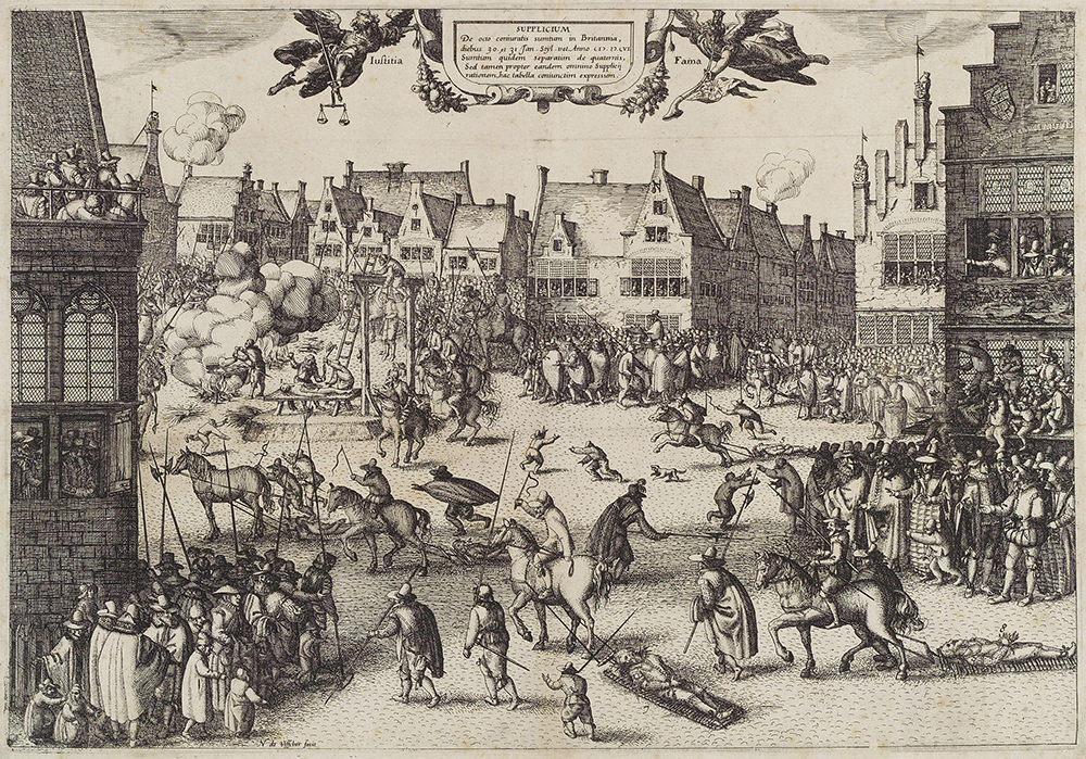 The execution of Guy Fawkes by Claes (Nicolaes) Jansz Visscher.