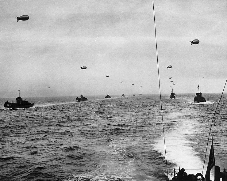A landing craft convoy crosses the English Channel, 6 June 1944.