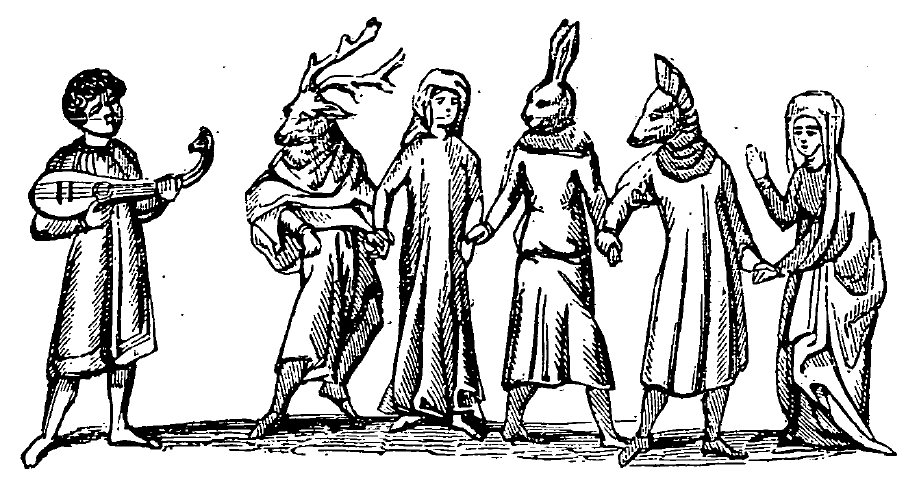 19th-century mummers. From a MS. in the Bodleian Library