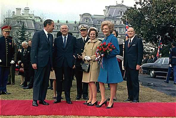 British Prime Minister Harold Wilson arriving at the White House, 1970