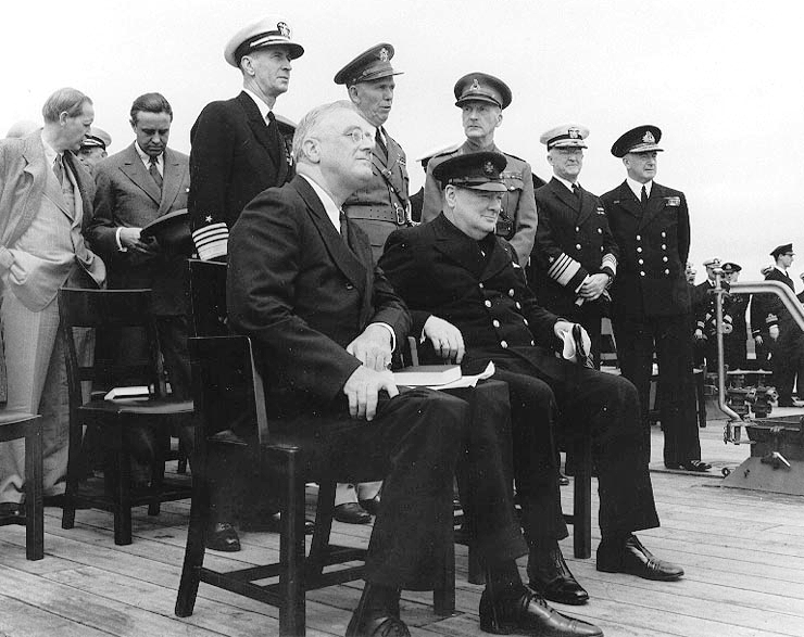 Churchill and Roosevelt aboard HMS Prince of Wales, 1941.