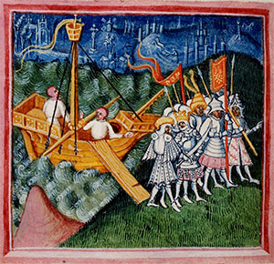 From the north: Svein Forkbeard lands in England. A 15th-century manuscript. AKG Images/British Library
