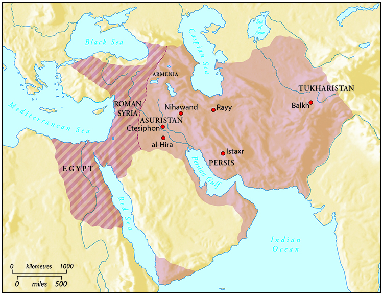 The Sasanian Empire at its greatest extent. 