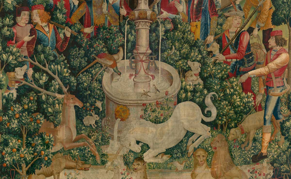Detail from The Unicorn is Found (from the Unicorn Tapestries), 1495–1505. Metropolitan Museum of Art.