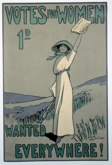 WSPU poster, by Hilda Dallas 1909