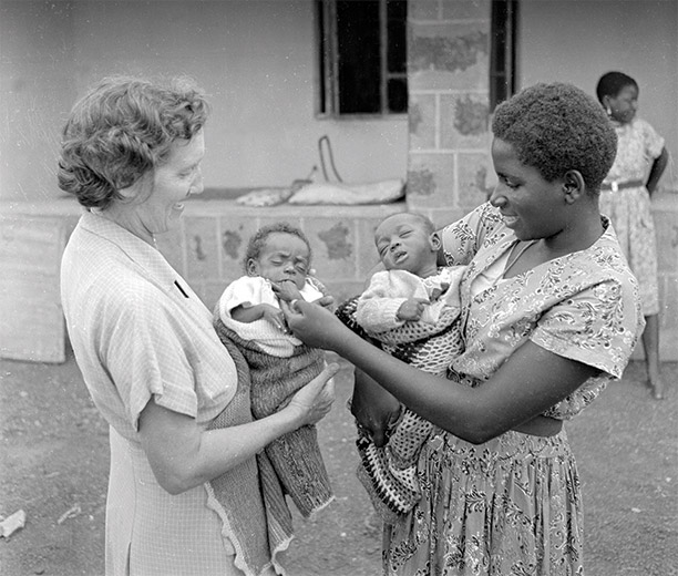 A Nigerian orphanage in 1955, where British and Nigerian women worked together to care for Nigerian babies. In Britain, the care of African children would become a point of political contention. Getty Images