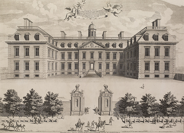 Alberlarle House (later Clarendon's House) in London's Piccadilly. An engraving of 1683. British Museum