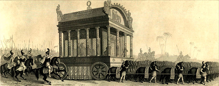 19th century depiction of Alexander&#039;s funeral procession based on the description of Diodorus