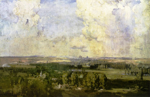Amiens, the key to the west by Arthur Streeton, 1918.