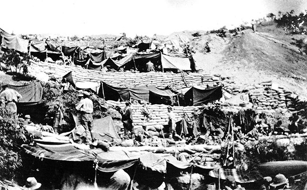New Zealand soldiers encampment at Anzac Cove in 1915