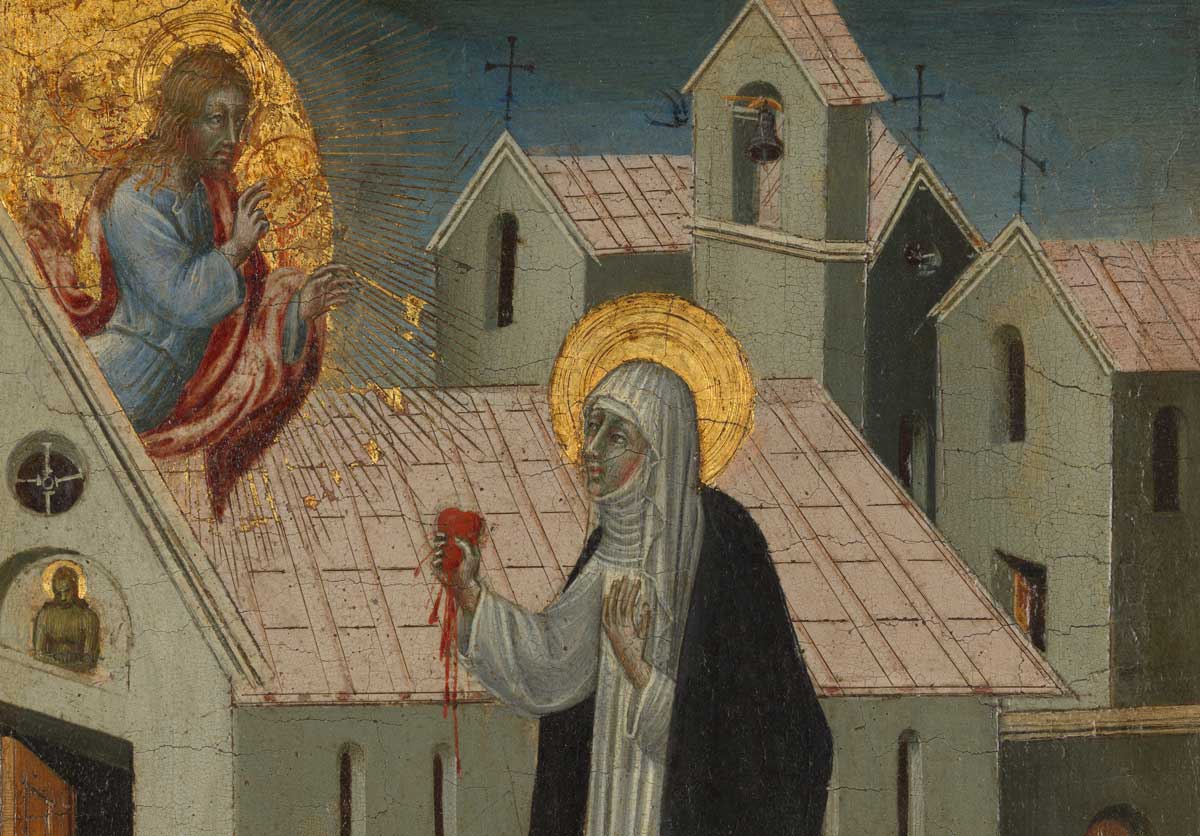 Saint Catherine of Siena Exchanging Her Heart with Christ (detail), Giovanni di Paolo (Giovanni di Paolo di Grazia) , c.1398–1482. Metropolitan Museum of Art.