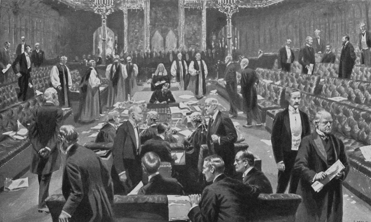 Passing of the Parliament Bill in the House of Lords, 1911. Wiki Commons.