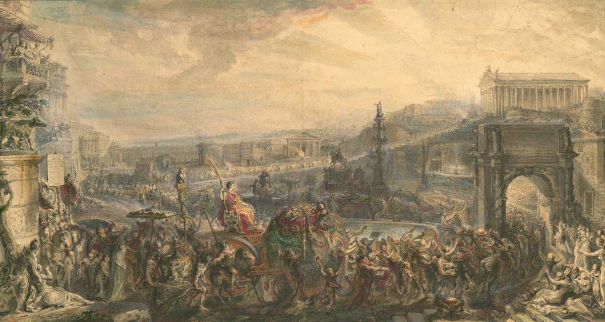 The Triumph of Pompey, Gabriel de Saint-Aubin. Watercolour, c.1765. Metropolitan Museum of Art/Wiki Commons.