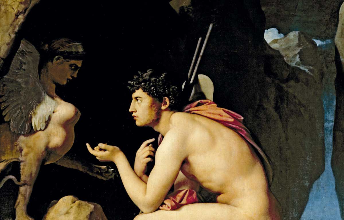 Oedipus and the Sphinx by Jean Auguste Dominique Ingres, 1808 © Bridgeman Images.