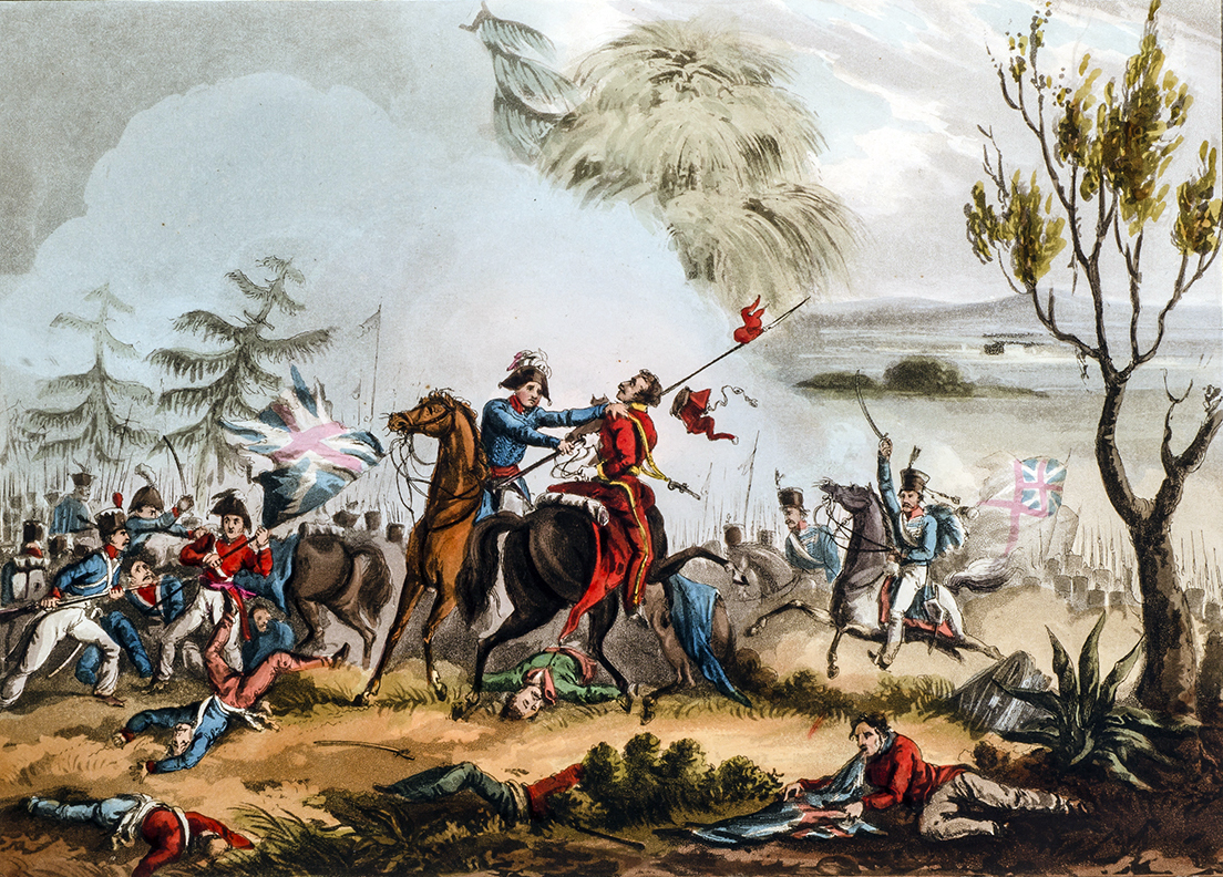 Marshal Beresford disarming a Polish lancer at the Battle of Albuera. Print by T. Sutherland, 1831.