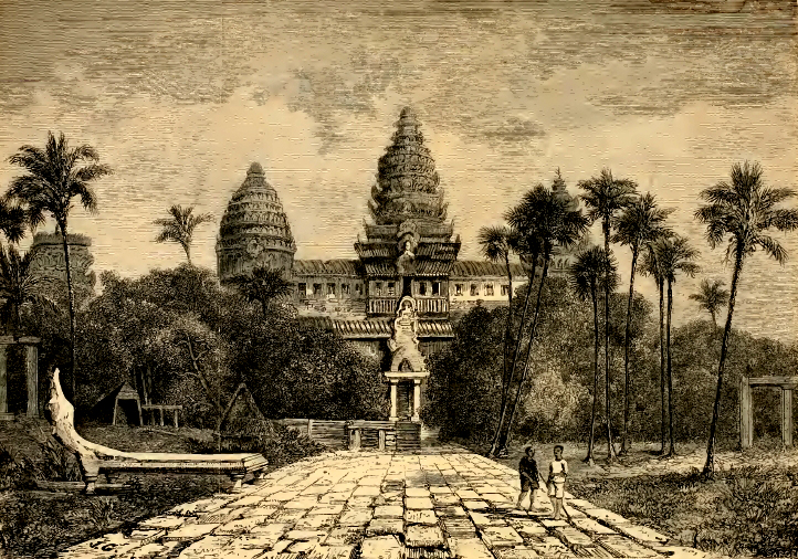 Facade of Angkor Wat, a drawing by Henri Mouhot, c. 1860