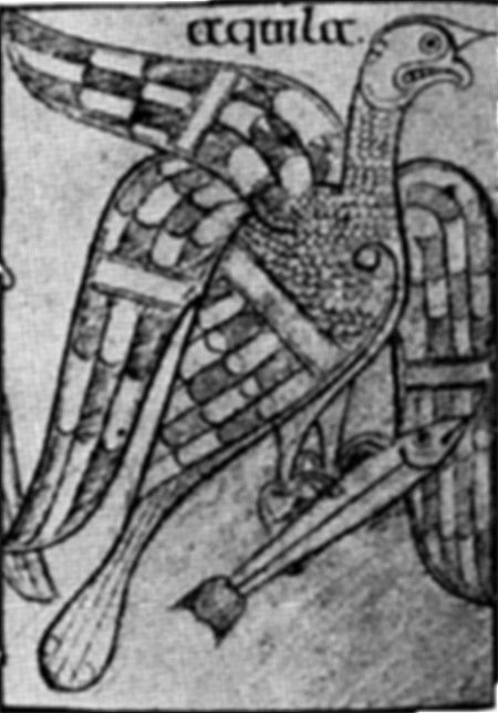 The eagle, symbol of St. John, from the Book of Armagh now in Trinity College, Dublin. The eagle, symbol of St. John, from the Book of Armagh now in Trinity College, Dublin.