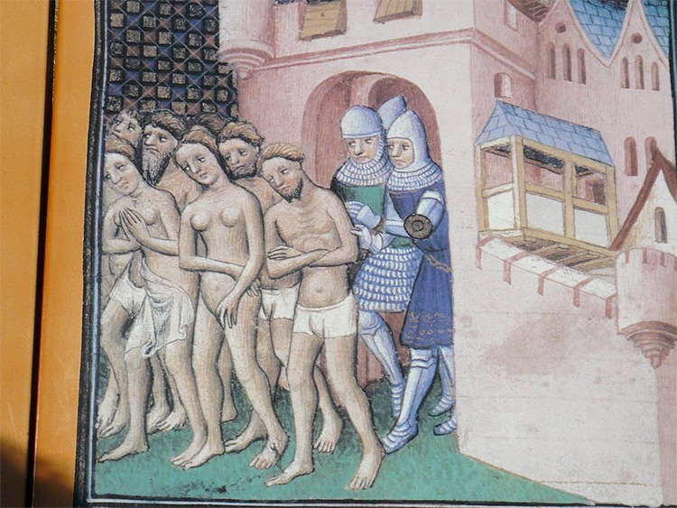  Cathars being expelled from Carcassonne in 1209.