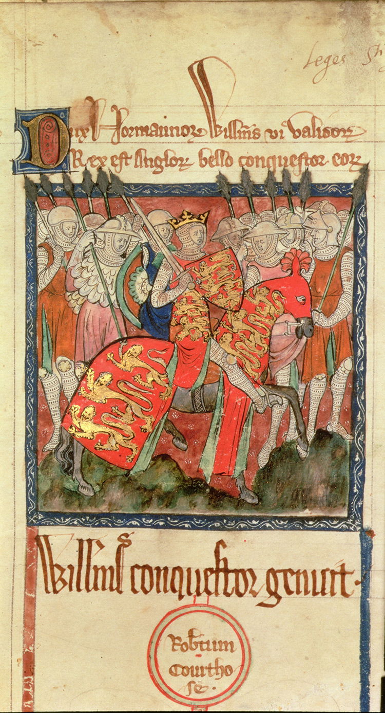 Redeemed: William the Conqueror riding with his soldiers, English, c.14th century. 