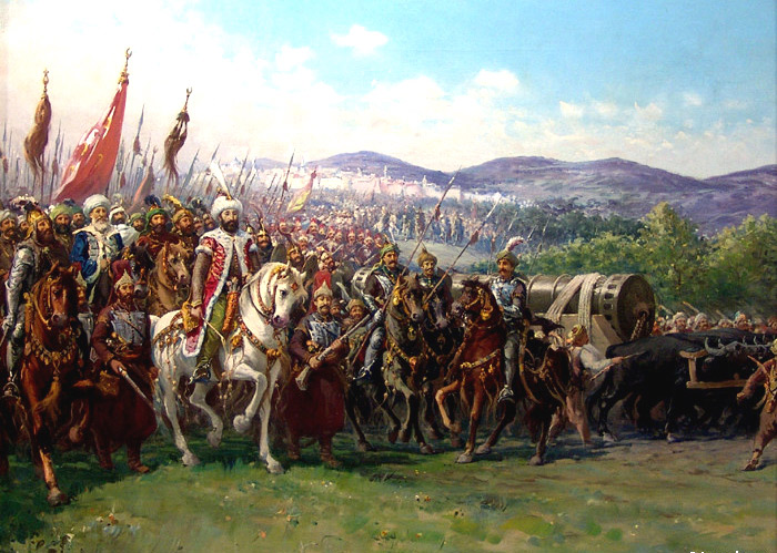 Modern painting of Mehmed and the Ottoman Army approaching Constantinople