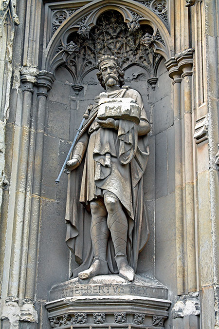 Convert king: statue of Ethelbert at Canterbury Cathedral, Kent