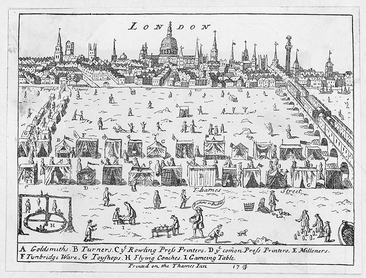 On thin ice: the frost fair on the Thames, 1715-6.