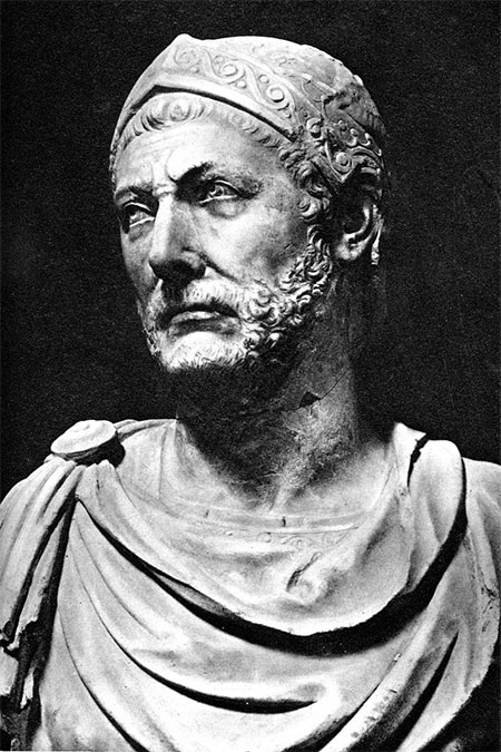 A marble bust, reputedly of Hannibal, originally found at the ancient city-state of Capua in Italy 