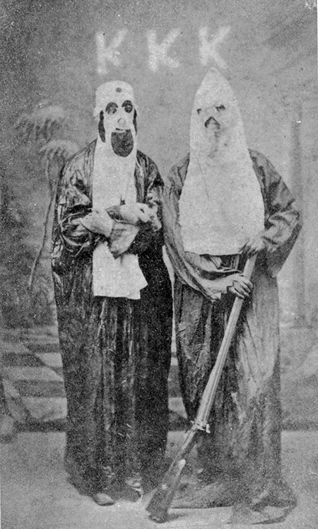 In the hood: two members of the Ku Klux Klan, c.1870