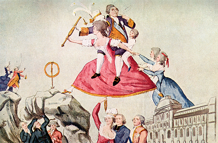 Flight of fancy: Louis XVI and his family attempt to flee Paris. French caricature, 1792