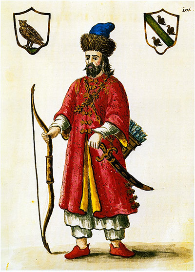 Marco Polo wearing a Tatar outfit, date of print unknown.