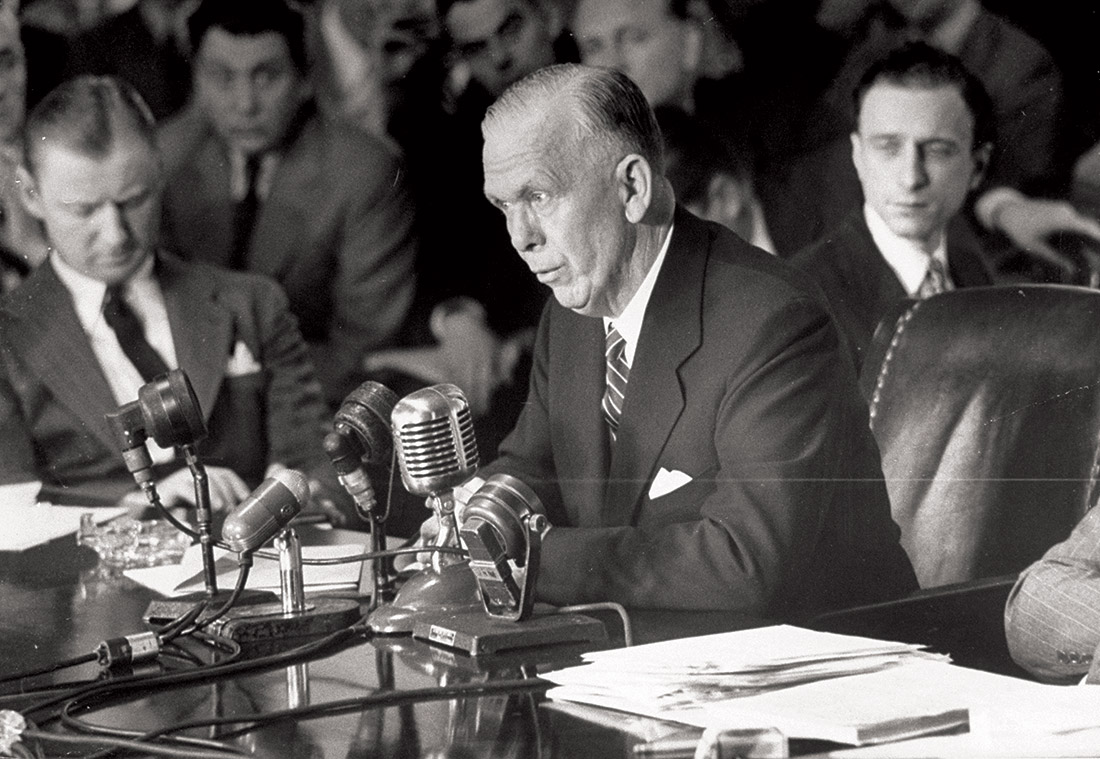 George Marshall defends his European Recovery Programme before the Senate.